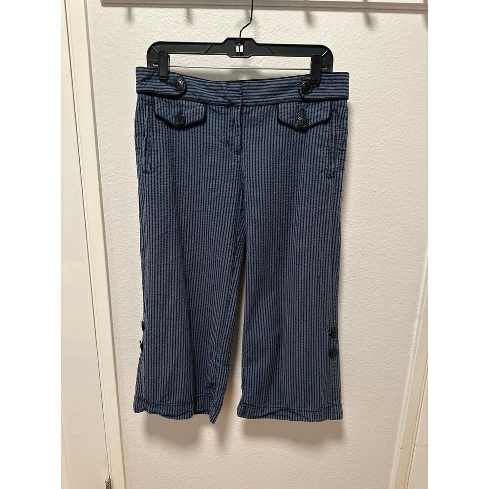 Anthropologie Elevenses Pin Striped Wide Leg Crop Pants, Size 6
